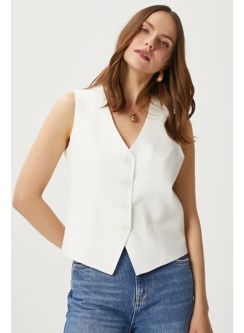 Ritnice Women's Style Ecru Lined Woven Vest - Image 3